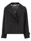 Weekend Max Mara Cropped Double-breasted Jacket In Black