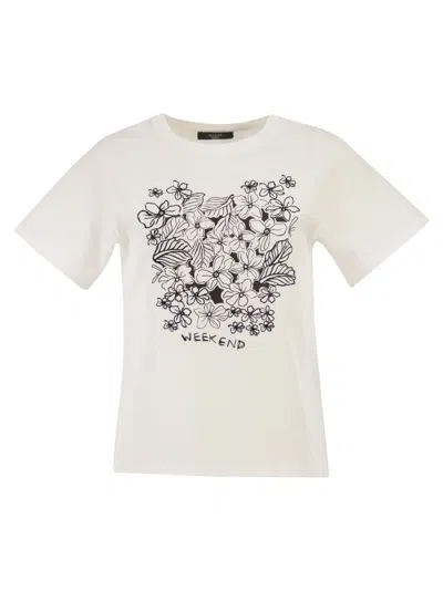 Weekend Max Mara Weekend Maxmara Wkdbora Jersey T Shirt With Graphic Print In White