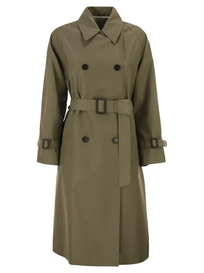 Weekend Max Mara Weekend Maxmara Wkdcanasta Reversible Trench Coat In Water Repellent Gabardine In Green