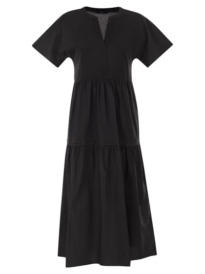 Weekend Max Mara Weekend Maxmara Wkdcapsula Cotton Jersey Ruffle Dress In Black