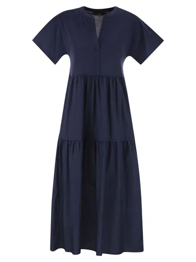 Weekend Max Mara Weekend Maxmara Wkdcapsula Cotton Jersey Ruffle Dress In Blue