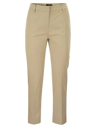 Weekend Max Mara Weekend Maxmara Wkdcecco - Slim Fit Trousers In Stretch Cotton In Green