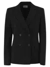 Weekend Max Mara Double-breasted Stretch-fabric Blazer In Black
