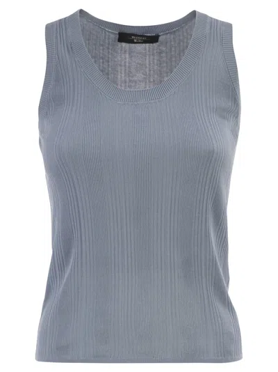 Weekend Max Mara Weekend Maxmara Wkdcose Sleeveless Viscose Knit Top In Blue