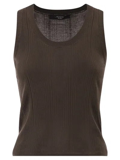 Weekend Max Mara Weekend Maxmara Wkdcose Sleeveless Viscose Knit Top In Brown