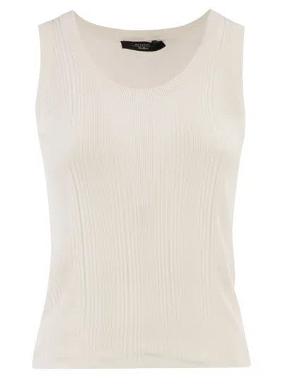Weekend Max Mara Weekend Maxmara Wkdcose - Sleeveless Viscose Knit Top In White