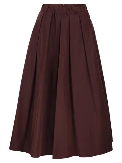 Weekend Max Mara Weekend Maxmara Wkdcurvato Long Taffeta Skirt In Burgundy