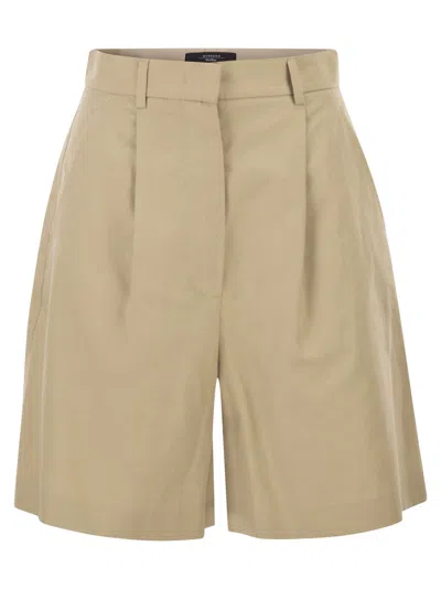 Weekend Max Mara Weekend Maxmara Wkdecuba Cotton And Linen Canvas Bermuda Shorts In Brown