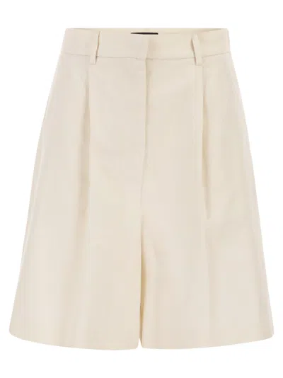 Weekend Max Mara Weekend Maxmara Wkdecuba Cotton And Linen Canvas Bermuda Shorts In White