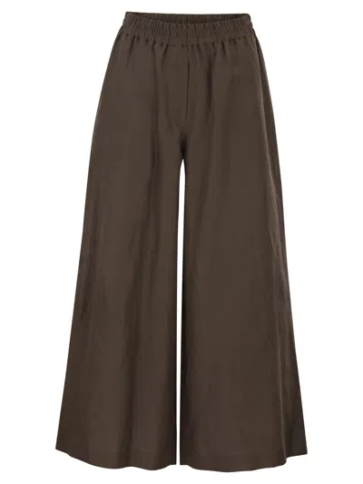 Weekend Max Mara Weekend Maxmara Wkdfelino - Wide-leg Linen Trousers In Brown