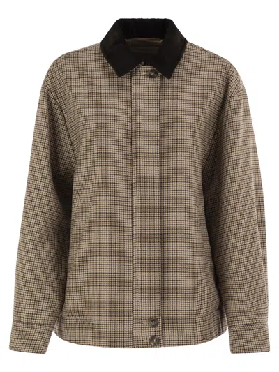 WEEKEND MAX MARA WEEKEND MAXMARA WKDFESTA - PURE VIRGIN WOOL HOUNDSTOOTH OVERSHIRT JACKET