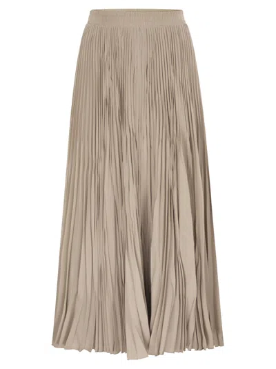 Weekend Max Mara Weekend Maxmara Wkdfoggia Long Pleated Skirt In Fluid Fabric In Neutral