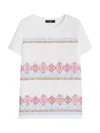 Weekend Max Mara Embroidered Linen And Stretch Cotton Jersey T-shirt In White