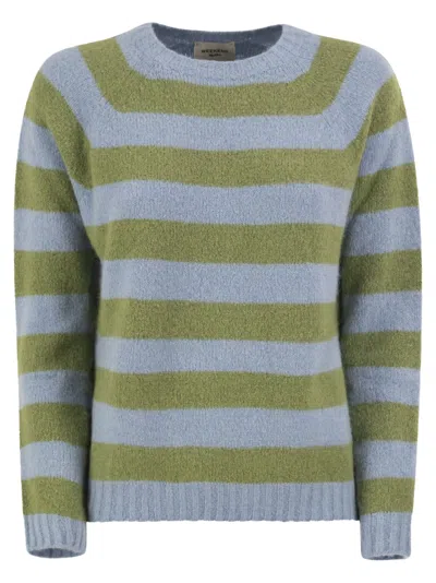 Weekend Max Mara Striped Brushed Sweater In Green