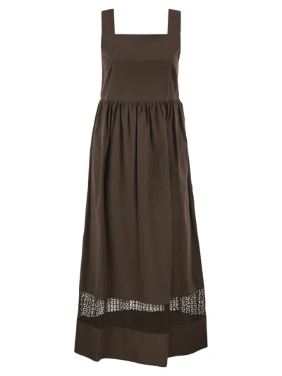 Weekend Max Mara Weekend Maxmara Wkdgola Sleeveless Cotton Poplin Dress In Brown
