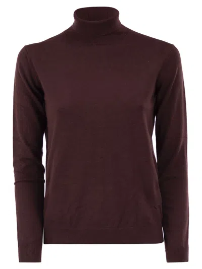 Weekend Max Mara Weekend Maxmara Wkdkiku Turtleneck In Silk And Wool Yarn In Burgundy