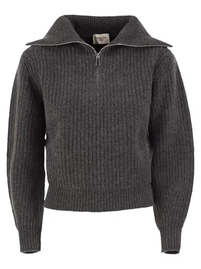 Weekend Max Mara Weekend Maxmara Wkdlaser Virgin Wool Half Zip High Neck Jumper In Black