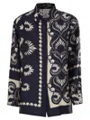 Weekend Max Mara Weekend Maxmara Wkdlastra Printed Silk Patchwork Shirt In Blue
