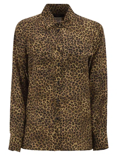 Weekend Max Mara Weekend Maxmara Wkdlemma - Printed Silk Shirt With Pockets In Multi