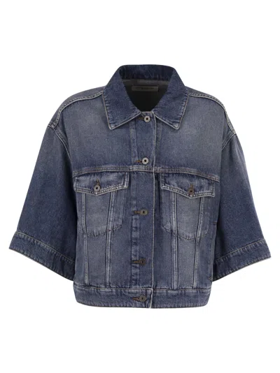 Weekend Max Mara Weekend Maxmara Wkdliuti Cropped Cotton Denim Jacket In Blue