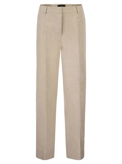 Weekend Max Mara Weekend Maxmara Wkdmalizia Linen Canvas Trousers In Neutral