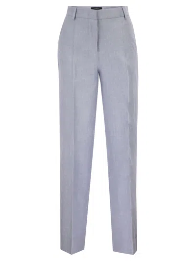 Weekend Max Mara Weekend Maxmara Wkdmalizia Linen Canvas Trousers In Blue