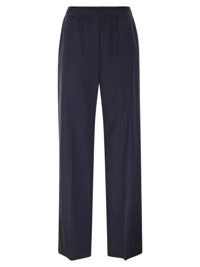 Weekend Max Mara Weekend Maxmara Wkdmallo - Pure Wool Canvas Trousers In Blue