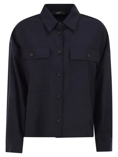 Weekend Max Mara Wkdmulino - Cropped Wool Canvas Jacket In Blue
