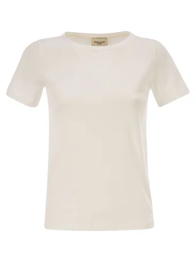 Weekend Max Mara Weekend Maxmara Wkdgilbert Satin And Jersey T Shirt In Neutral