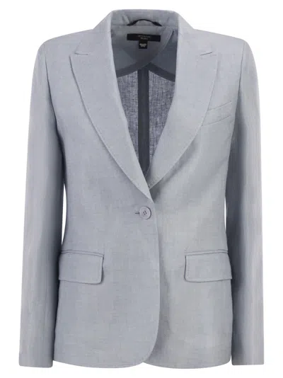 Weekend Max Mara Weekend Maxmara Wkdnalut Linen Canvas Blazer In Blue