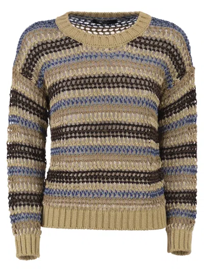 Weekend Max Mara Weekend Maxmara Wkdonirica Mesh Knitwear In Linen And Cotton Yarn In Brown
