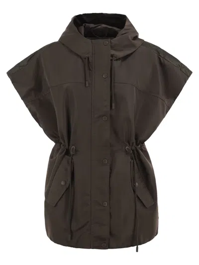 Weekend Max Mara Weekend Maxmara Wkdorigano - Hooded Technical Fabric Gilet In Transparent