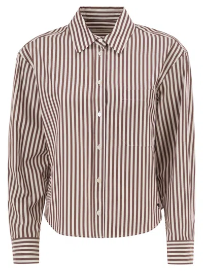 Weekend Max Mara Weekend Maxmara Wkdpanetto Pure Cotton Striped Shirt In Brown