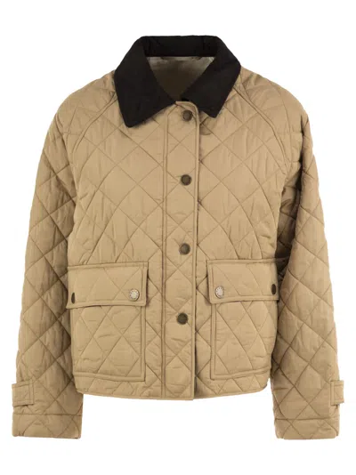 Weekend Max Mara Diamond-quilted Corduroy-collar Jacket In Neutral
