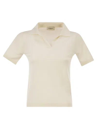 Weekend Max Mara Weekend Maxmara Wkdroncolo Polo Shirt In Silk And Cotton Yarn In White