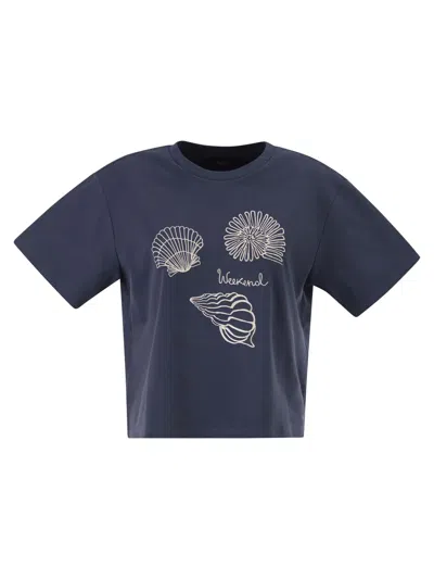 Weekend Max Mara Weekend Maxmara Wkdsabato Cotton Jersey T Shirt With Print In Blue