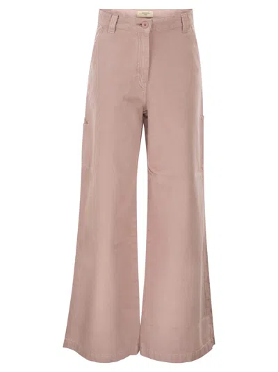 Weekend Max Mara Weekend Maxmara Wkdskipper - Wide-leg Trousers In Cotton Canvas In Pink