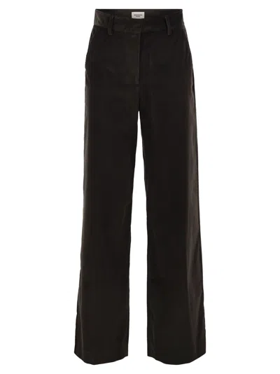 Weekend Max Mara Wide-leg Corduroy Trousers In Black