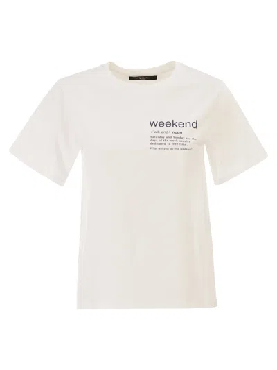 Weekend Max Mara Weekend Maxmara Wkdtenue Jersey T Shirt With Print In White