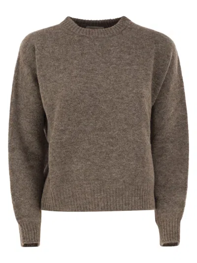 Weekend Max Mara Weekend Maxmara Wkdtuono Alpaca And Wool Crew Neck Jumper In Brown