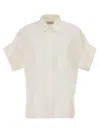 Weekend Max Mara Weekend Maxmara Wkdtuono Cotton Shirt With Printed Silk Back Panel In White