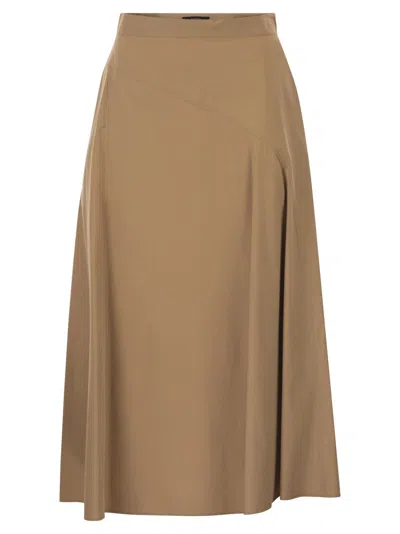 Weekend Max Mara Weekend Maxmara Wkdzattera Cotton Poplin Skirt In Brown