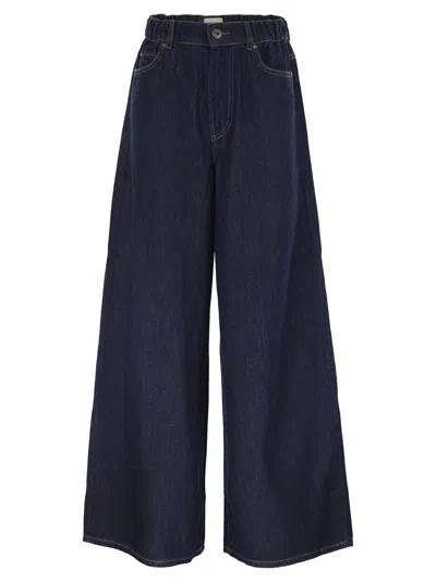 Weekend Max Mara Weekend Maxmara Wkdzattera Wide Leg Cotton Denim Jeans In Blue