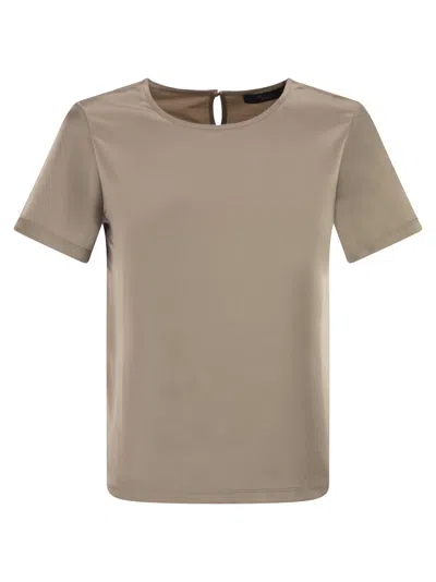 Weekend Max Mara Weekend Maxmara Wkdzona Satin And Jersey T Shirt In Neutral
