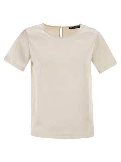 Weekend Max Mara Weekend Maxmara Wkdzona Satin And Jersey T Shirt In White