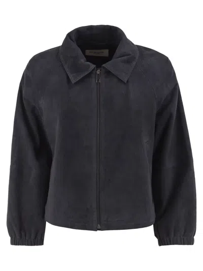 Weekend Max Mara Weekend Maxmara Wkdzuppa - Suede Goatskin Jacket In Blue