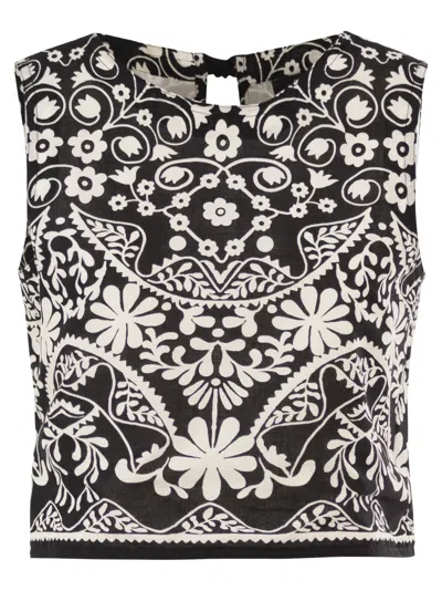 Weekend Max Mara Weekend Maxmara Wkifanale – Printed Cotton Top With Tie-back Fastening In Multi