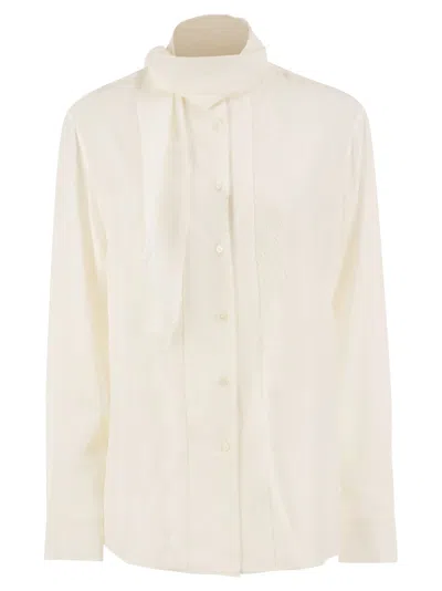 Weekend Max Mara Lace-insert Neck-scarf Shirt In Neutral
