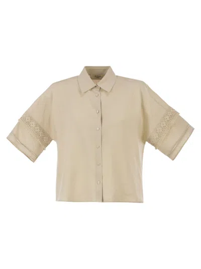 Weekend Max Mara Lace-insert Linen Shirt In Multi