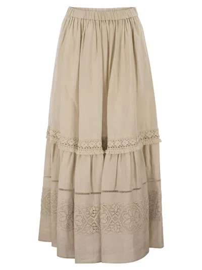 Weekend Max Mara Omens Sand Pallore Embellished Linen Maxi Skirt In Neutral